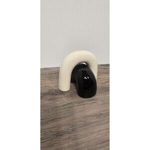 Salt Pepper Shakers Black White Arches. NEW Set Of 2.